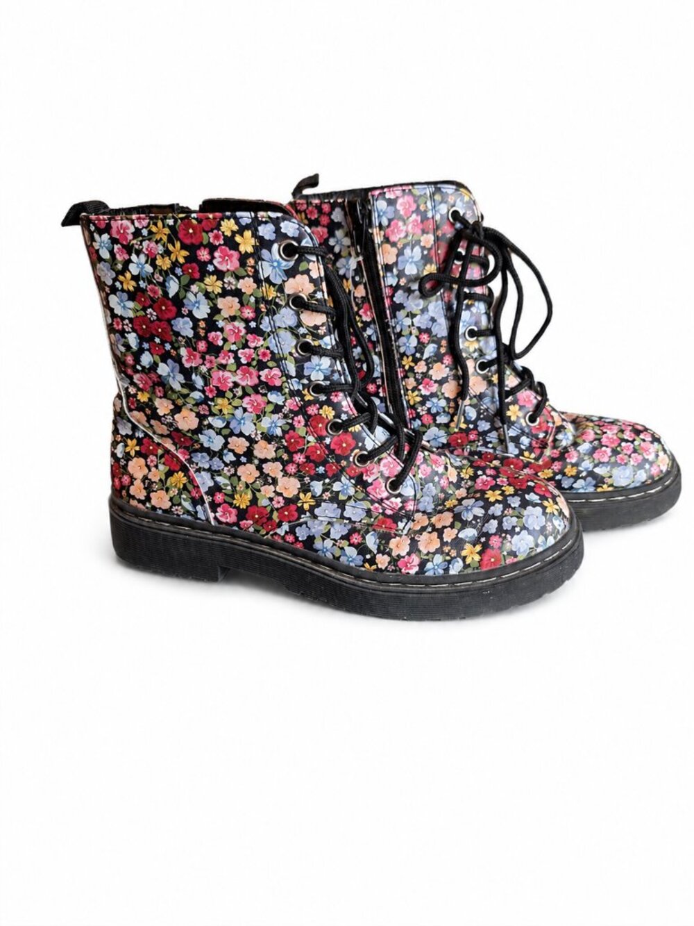 Sincerely Jules Sz 5 Floral Combat Boots Cottagecore Whimsy Grunge Lace Up